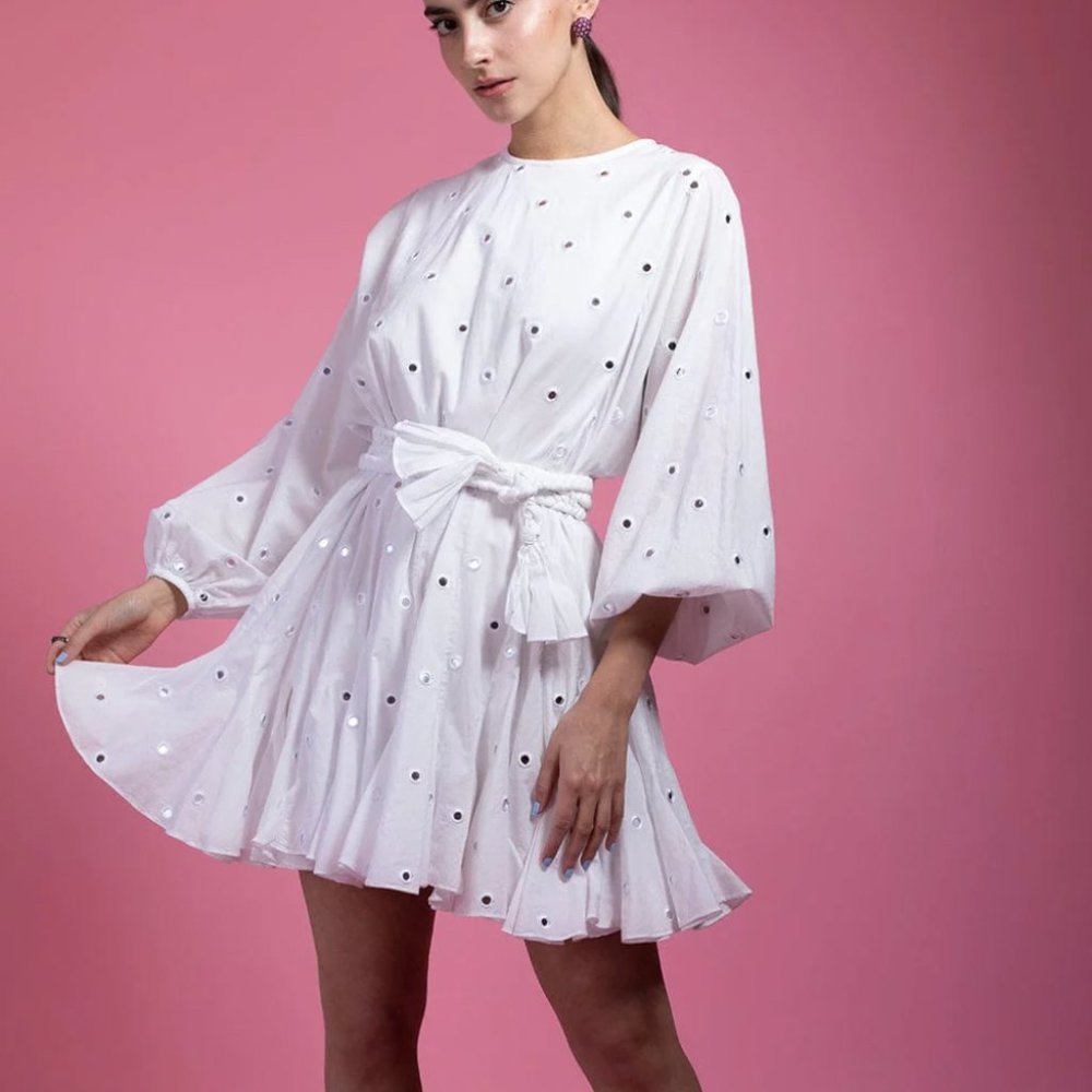 Rhode Ella Dress in White Mirror Medium